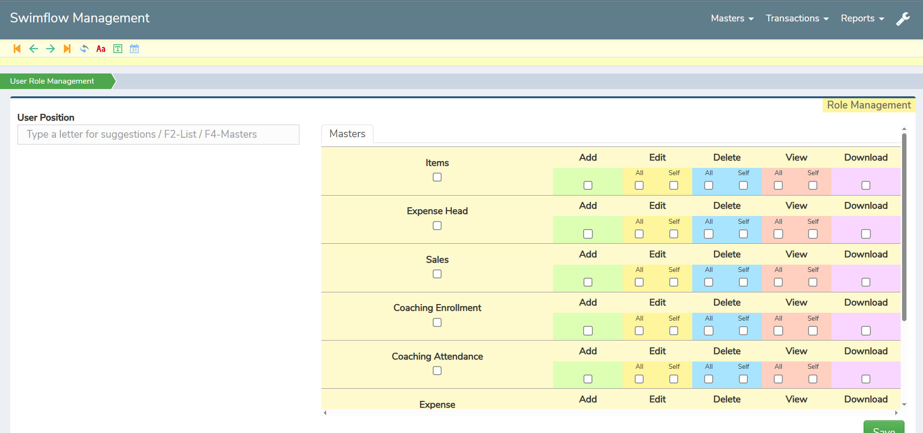 Master User Role Management